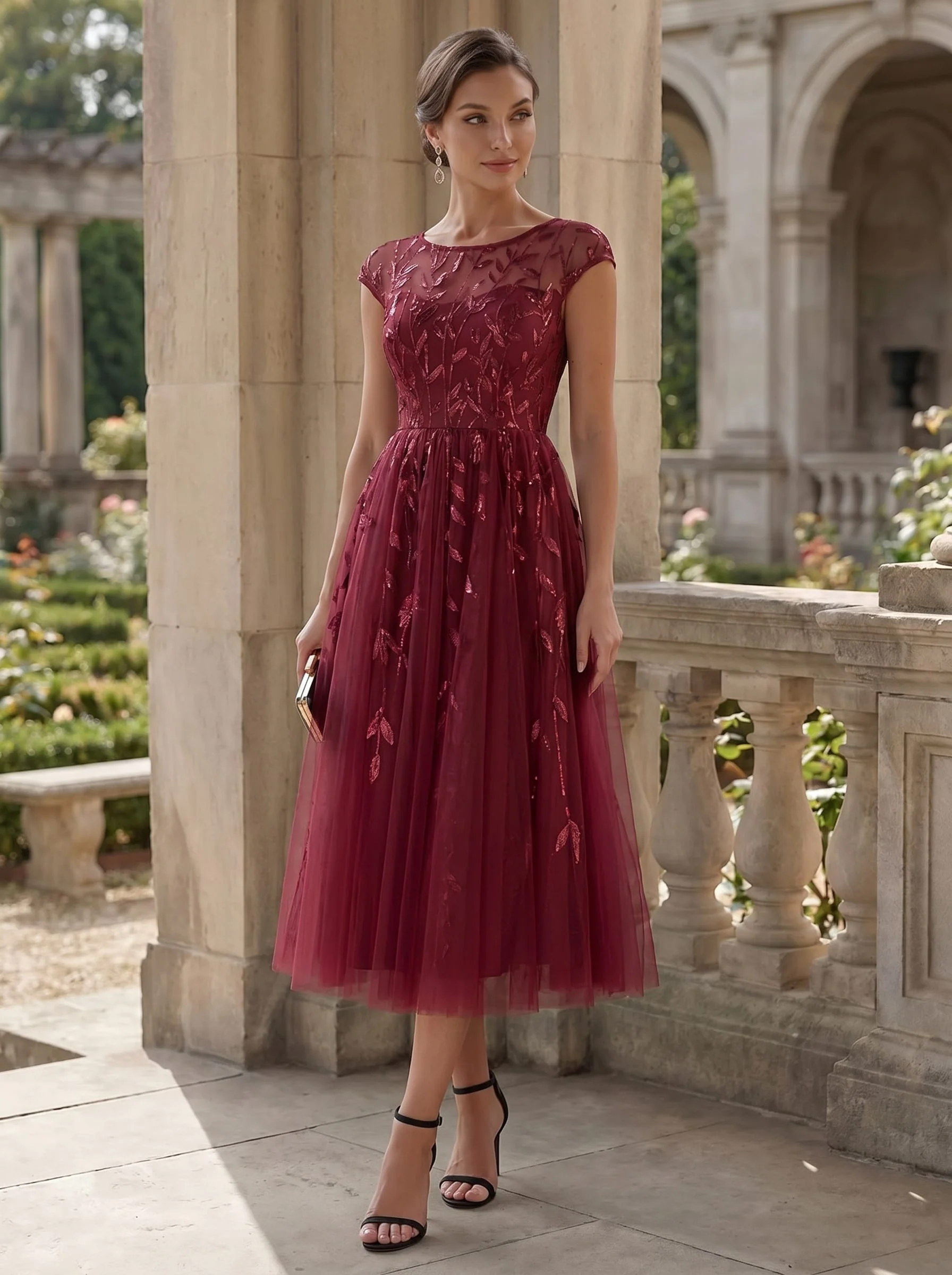 Elegant Sequin Cap Sleeve Dress - Image 6
