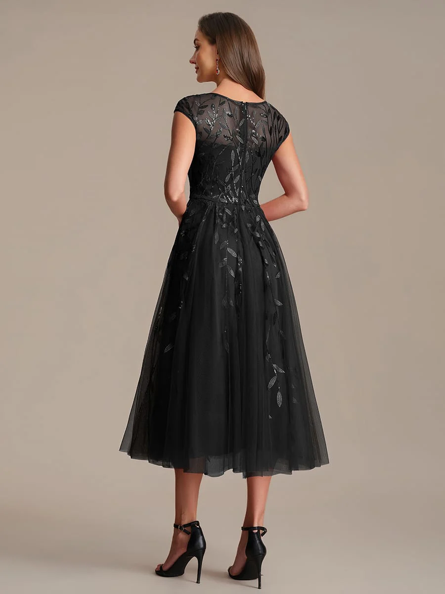 Elegant Sequin Cap Sleeve Dress - Image 63