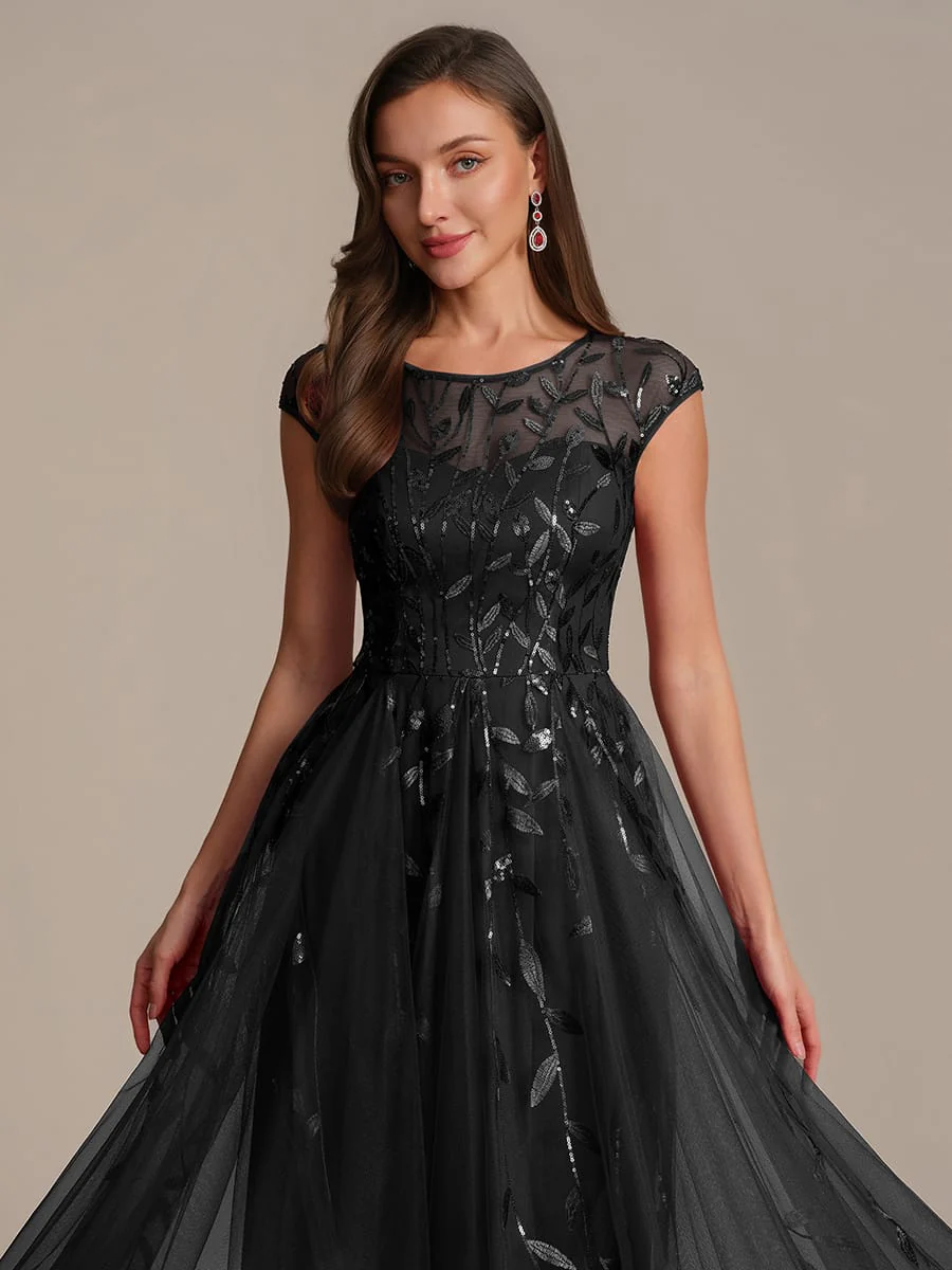 Elegant Sequin Cap Sleeve Dress - Image 69
