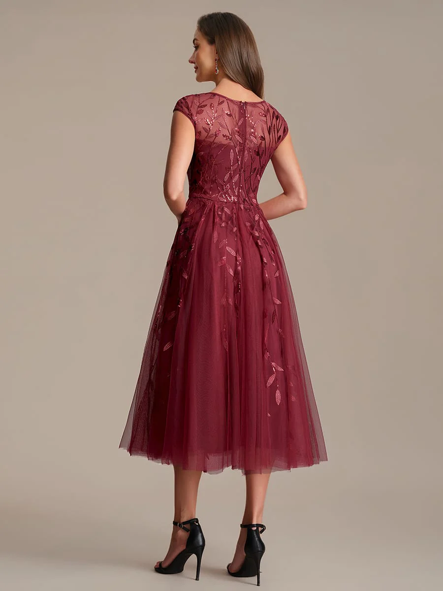 Elegant Sequin Cap Sleeve Dress - Image 7