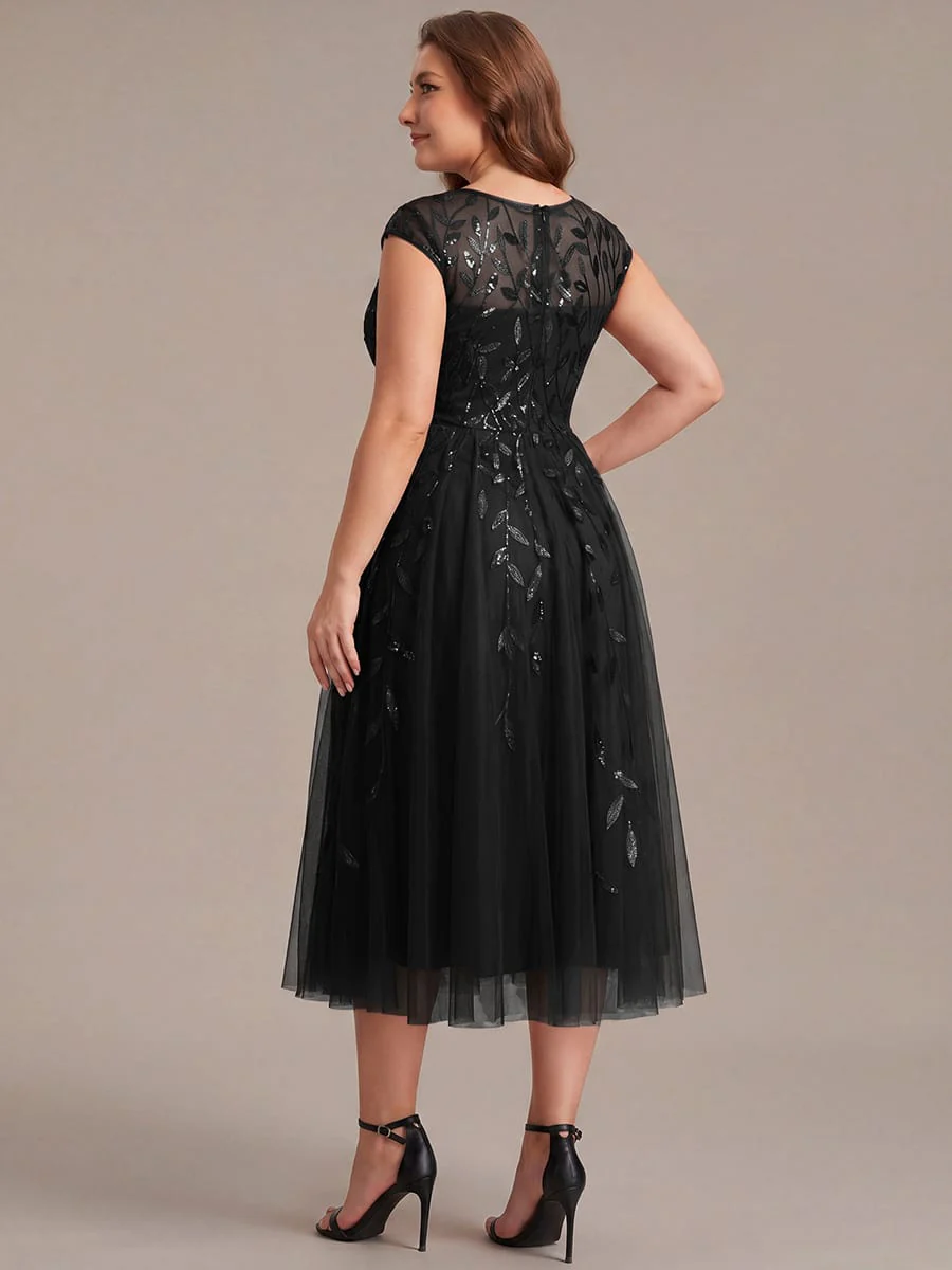 Elegant Sequin Cap Sleeve Dress - Image 71