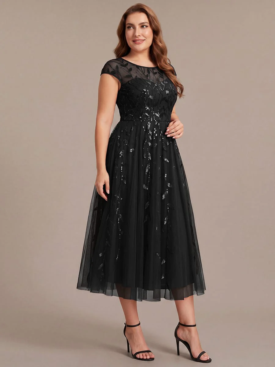 Elegant Sequin Cap Sleeve Dress - Image 72