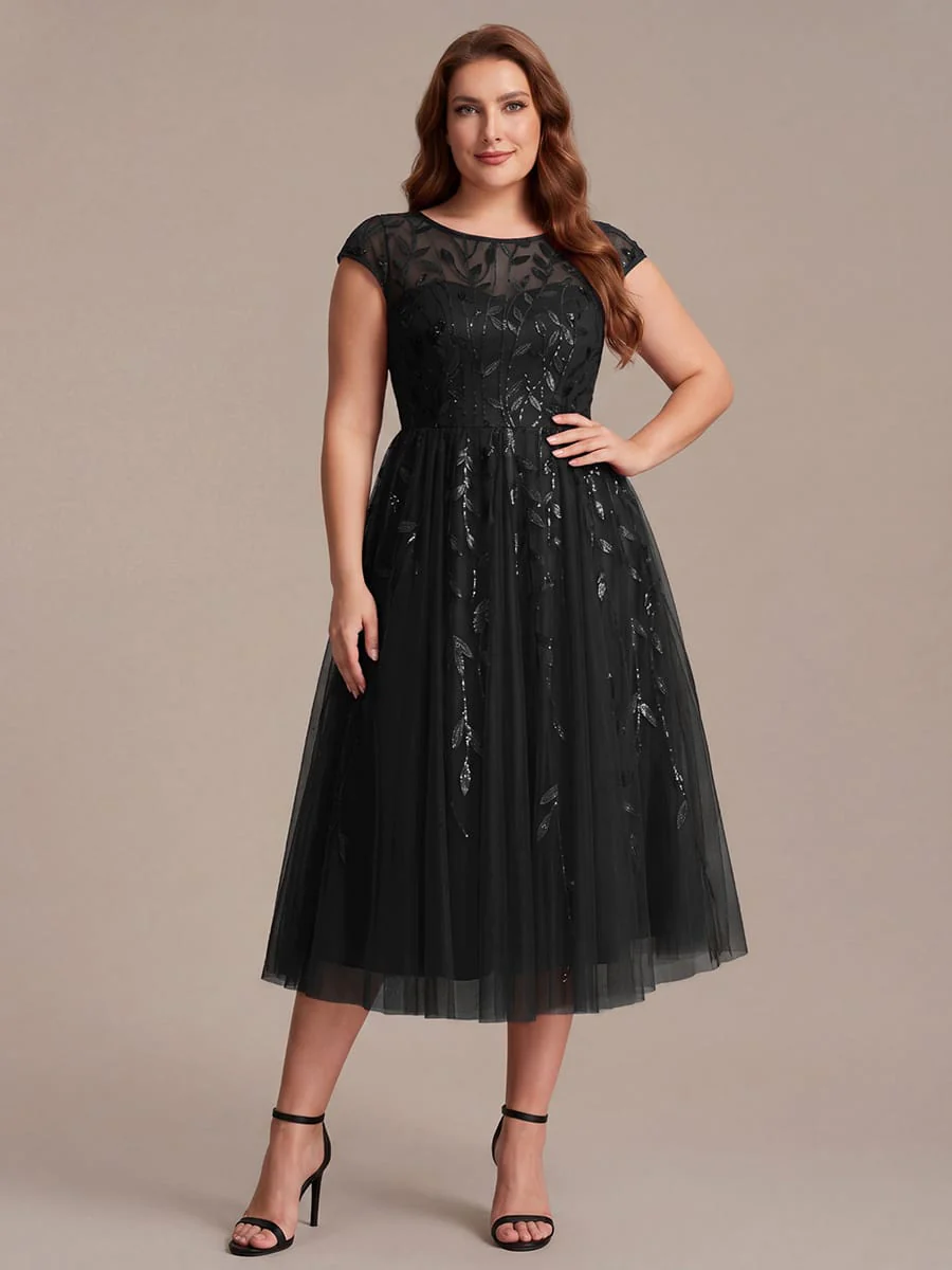 Elegant Sequin Cap Sleeve Dress - Image 73
