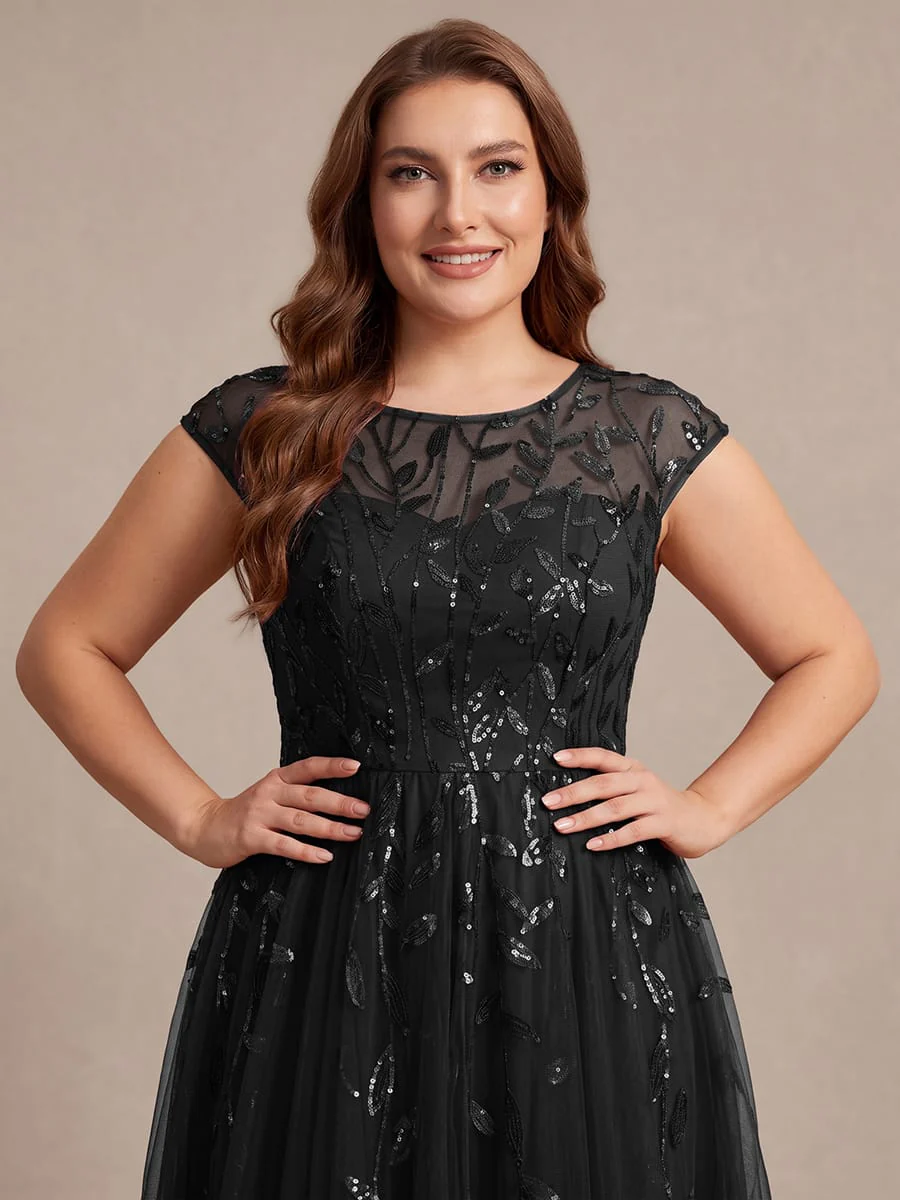 Elegant Sequin Cap Sleeve Dress - Image 74