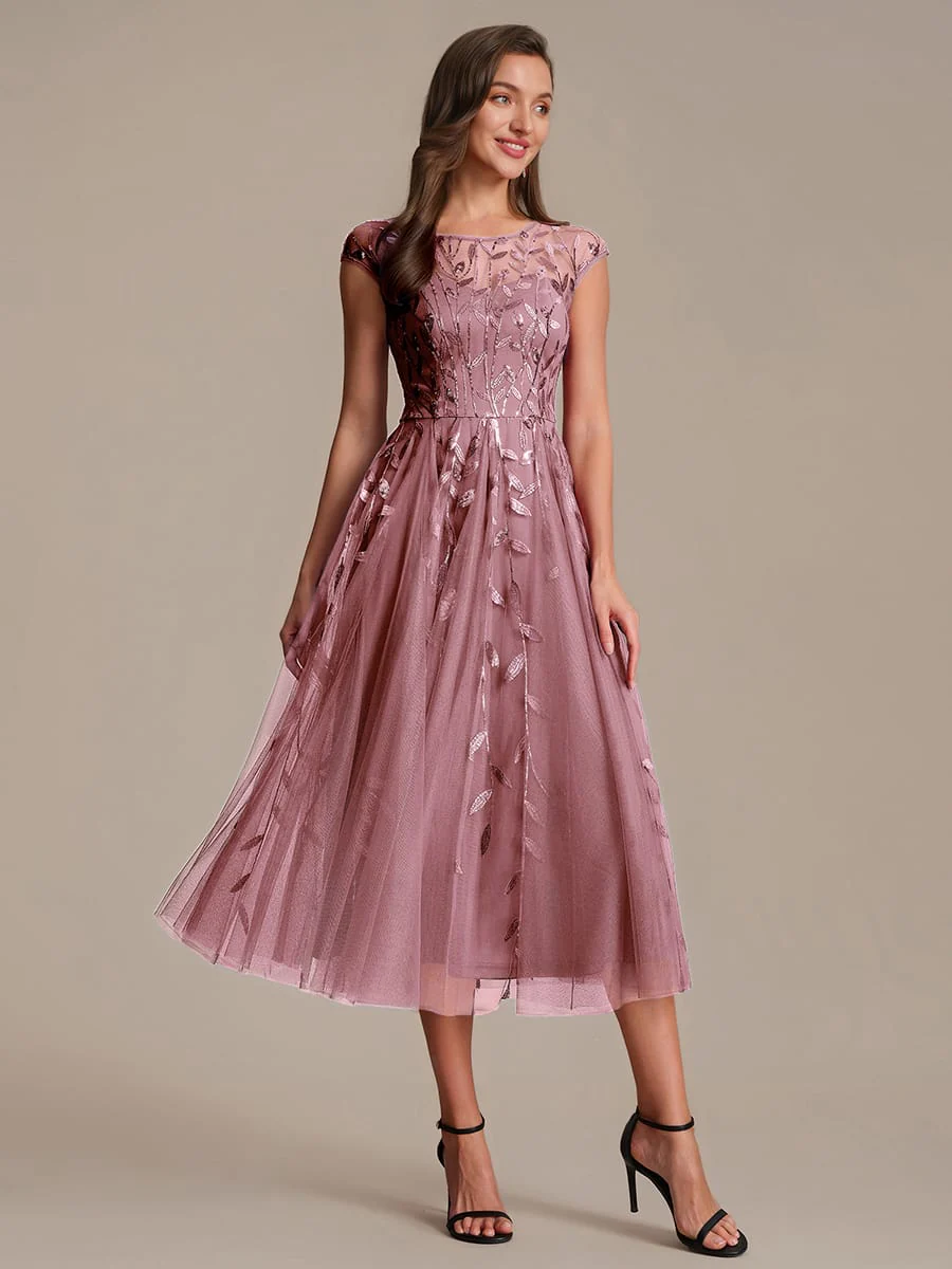 Elegant Sequin Cap Sleeve Dress - Image 77