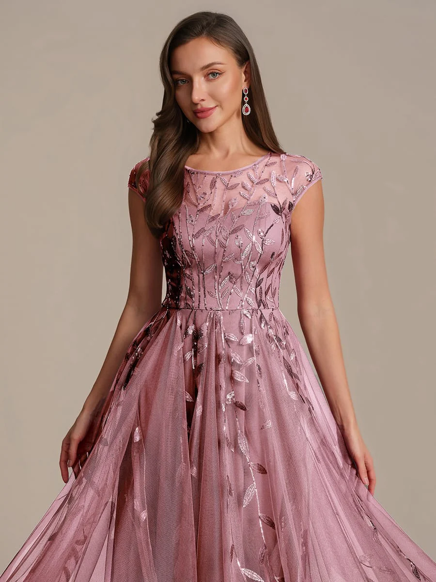 Elegant Sequin Cap Sleeve Dress - Image 82