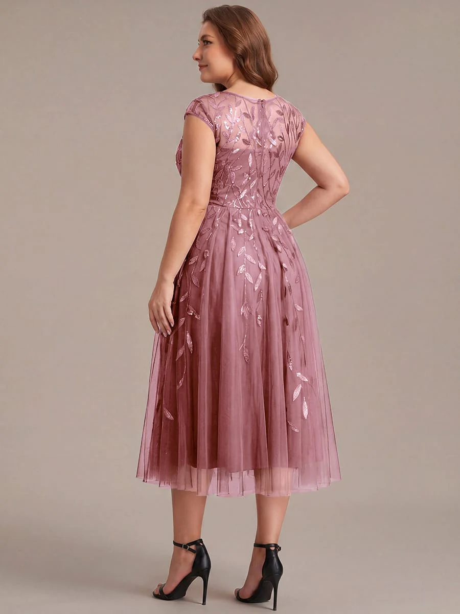 Elegant Sequin Cap Sleeve Dress - Image 84