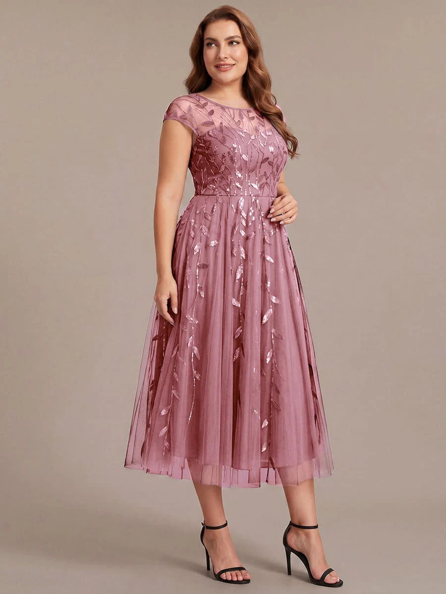 Elegant Sequin Cap Sleeve Dress - Image 85