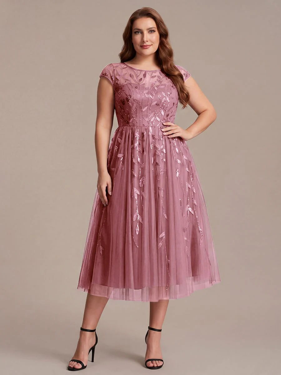 Elegant Sequin Cap Sleeve Dress - Image 86