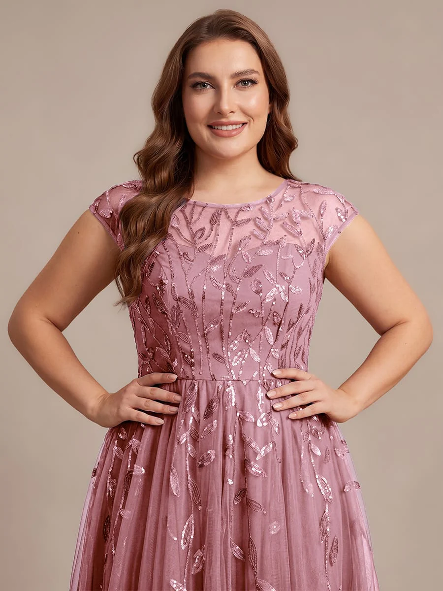 Elegant Sequin Cap Sleeve Dress - Image 87