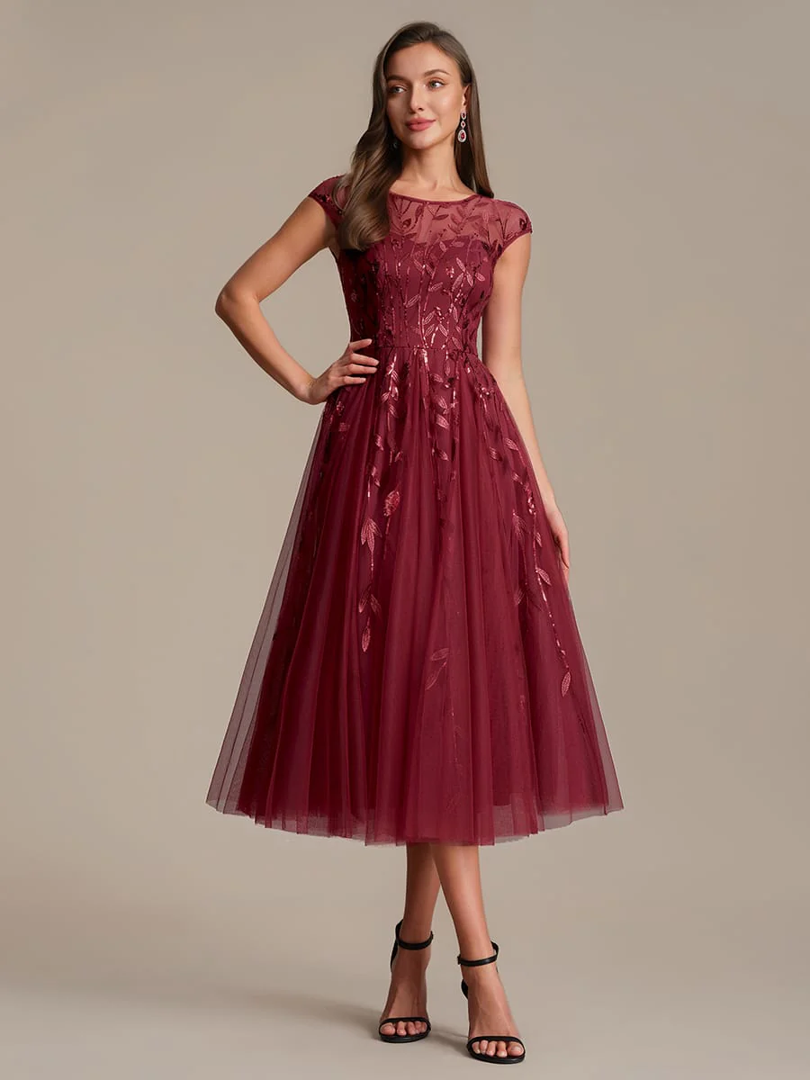 Elegant Sequin Cap Sleeve Dress - Image 9
