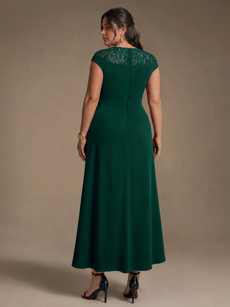 Sequin Crepe Cap Sleeve Dress - Image 7