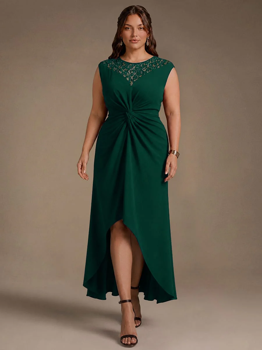 Sequin Crepe Cap Sleeve Dress - Image 8