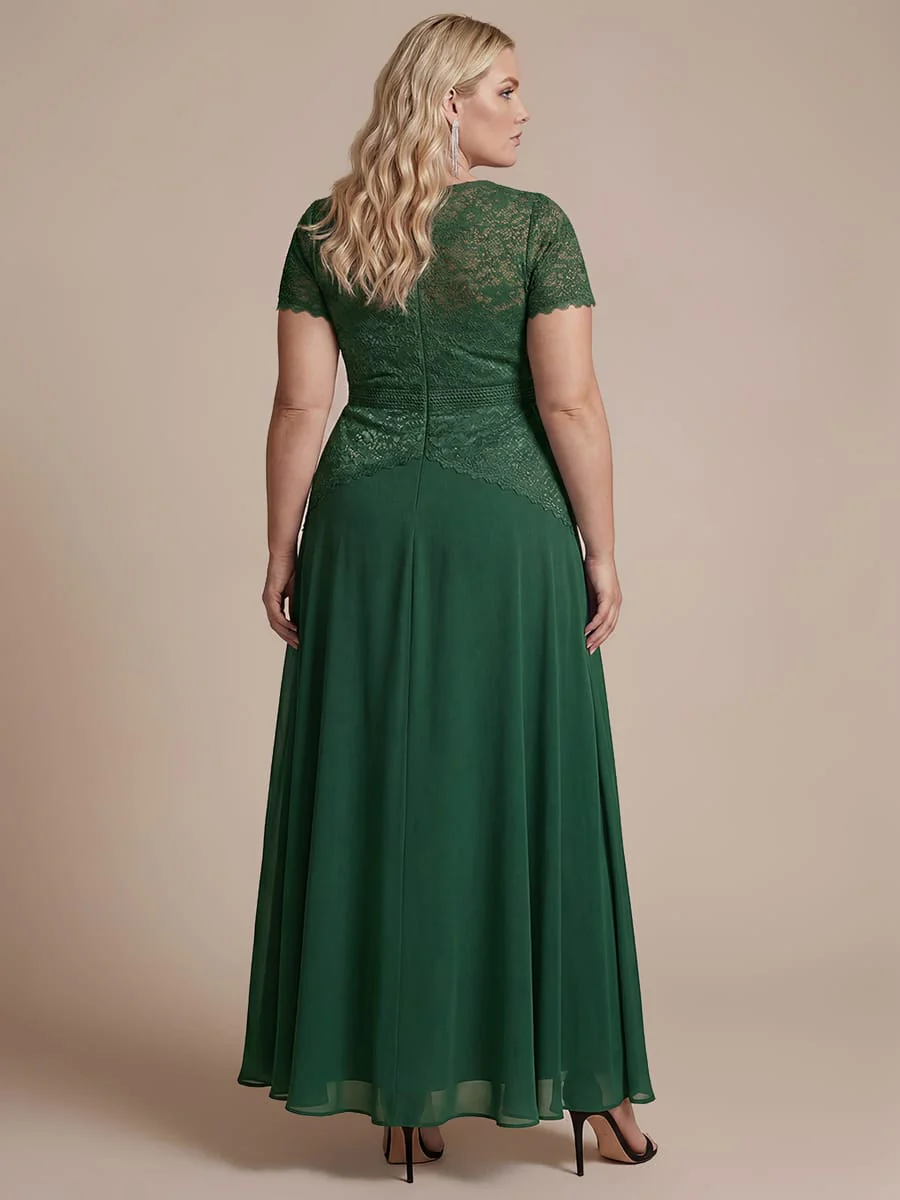Sparkling Sequin Lace Maxi Dress with Short Sleeves Elegant Long Formal Evening Gown - Image 26