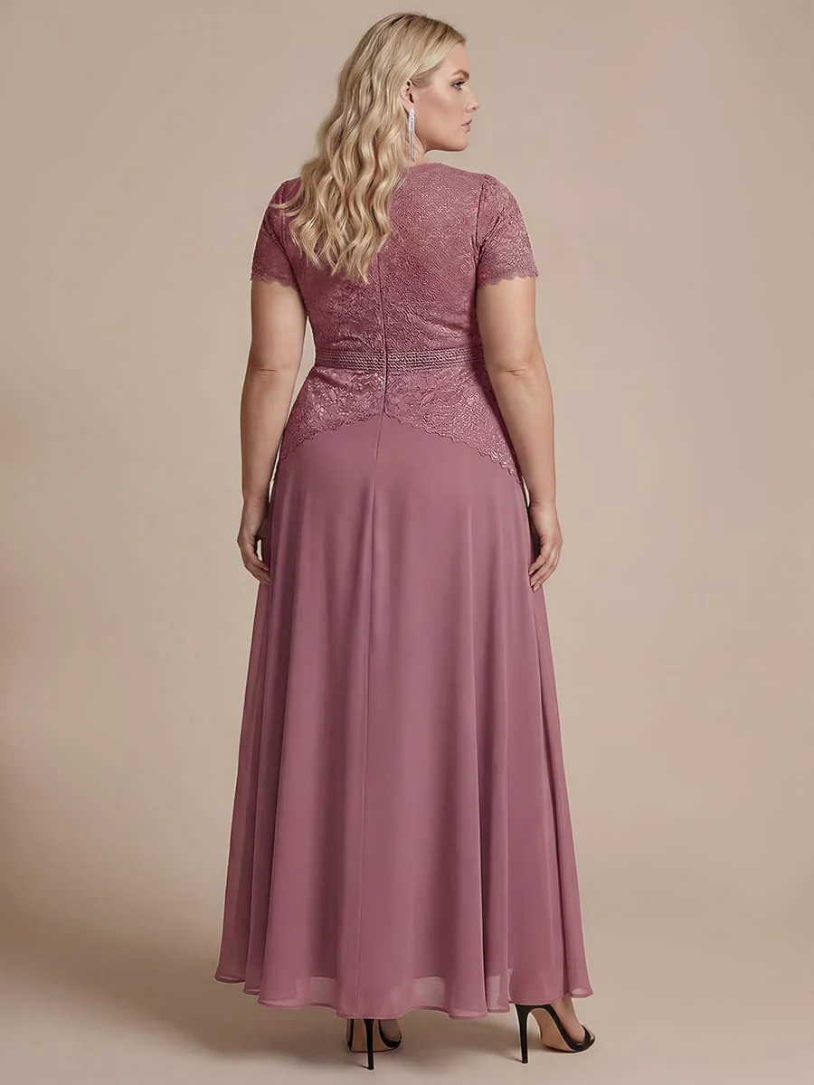 Sparkling Sequin Lace Maxi Dress with Short Sleeves Elegant Long Formal Evening Gown - Image 32