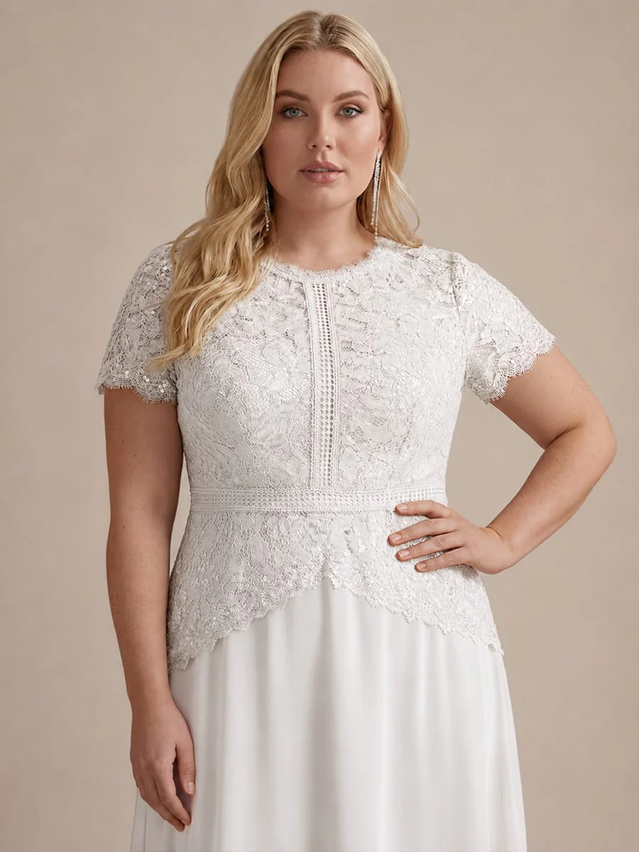 Sparkling Sequin Lace Maxi Dress with Short Sleeves Elegant Long Formal Evening Gown - Image 39