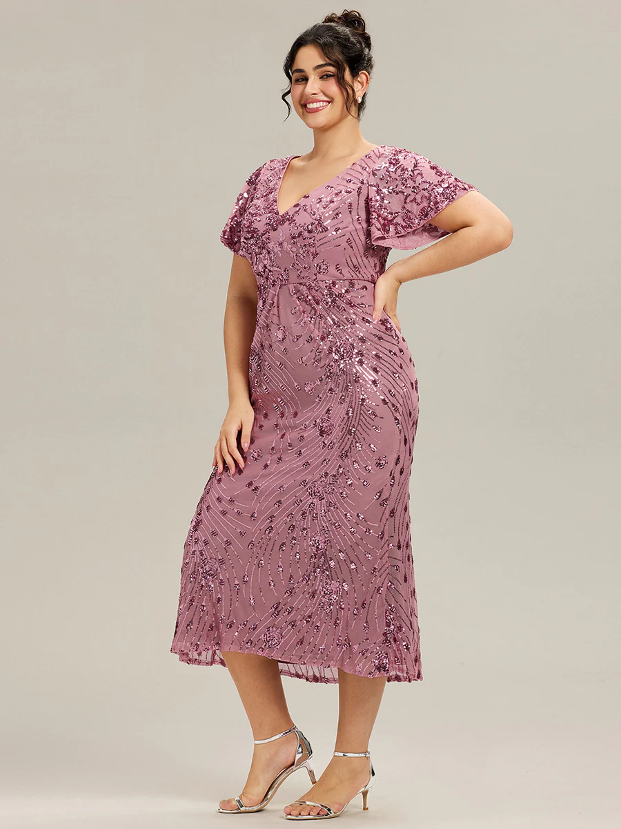 ever PALMER|Sequin Ruffle Sleeve Evening Dress - Image 32