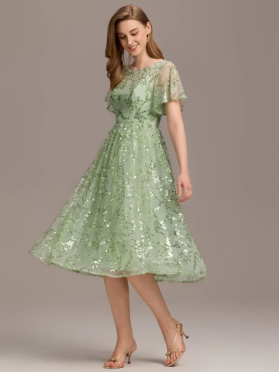 ever ADEL|Sequin Ruffle Sleeve Wedding Guest Dress - Image 14