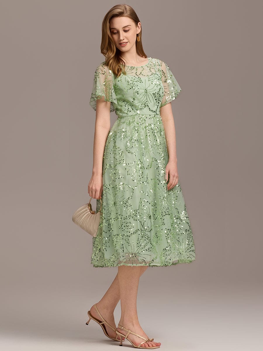 ever ADEL|Sequin Ruffle Sleeve Wedding Guest Dress - Image 15