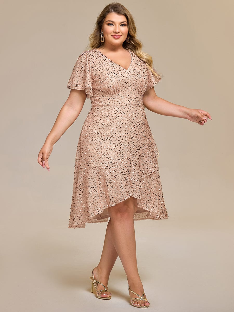 ever CALISTEA|Sequin Ruffles Sleeve Midi Evening Dress - Image 10