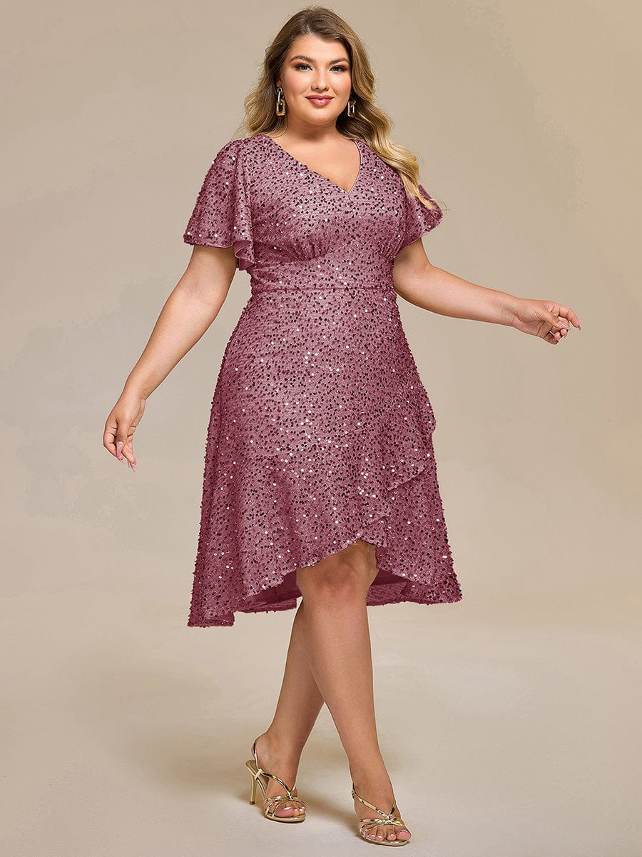 ever CALISTEA|Sequin Ruffles Sleeve Midi Evening Dress - Image 15