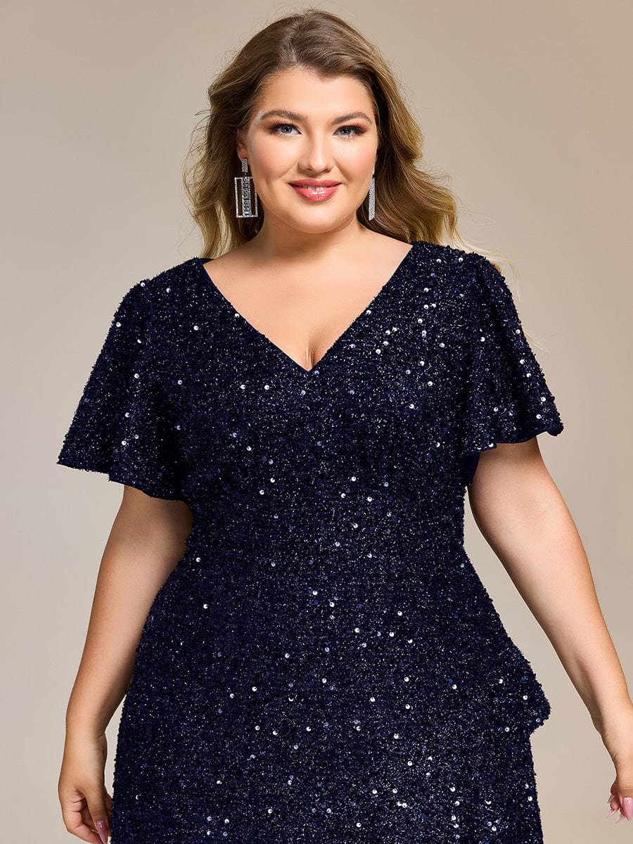 ever CALISTEA|Sequin Ruffles Sleeve Midi Evening Dress - Image 22