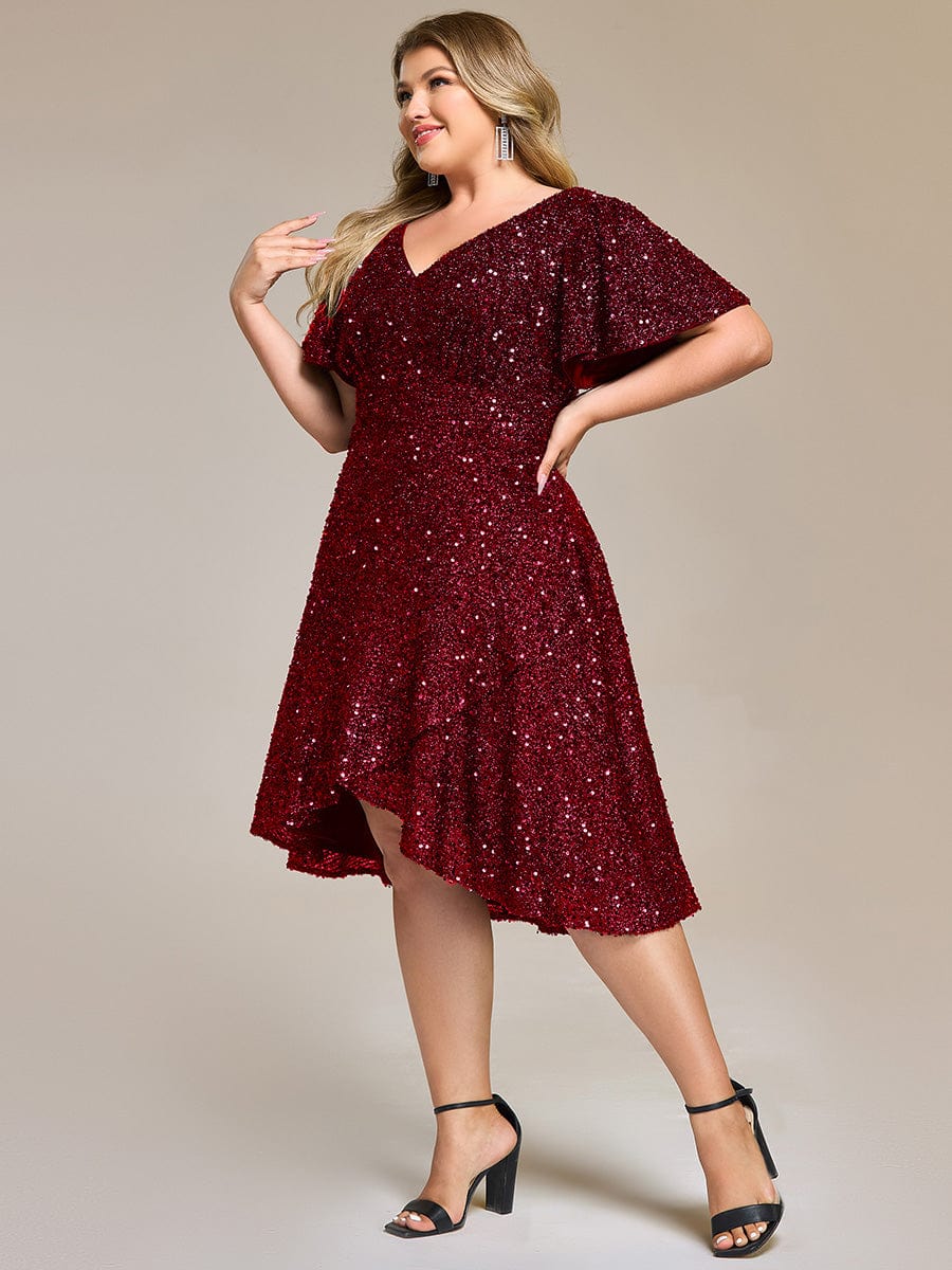 ever CALISTEA|Sequin Ruffles Sleeve Midi Evening Dress - Image 4