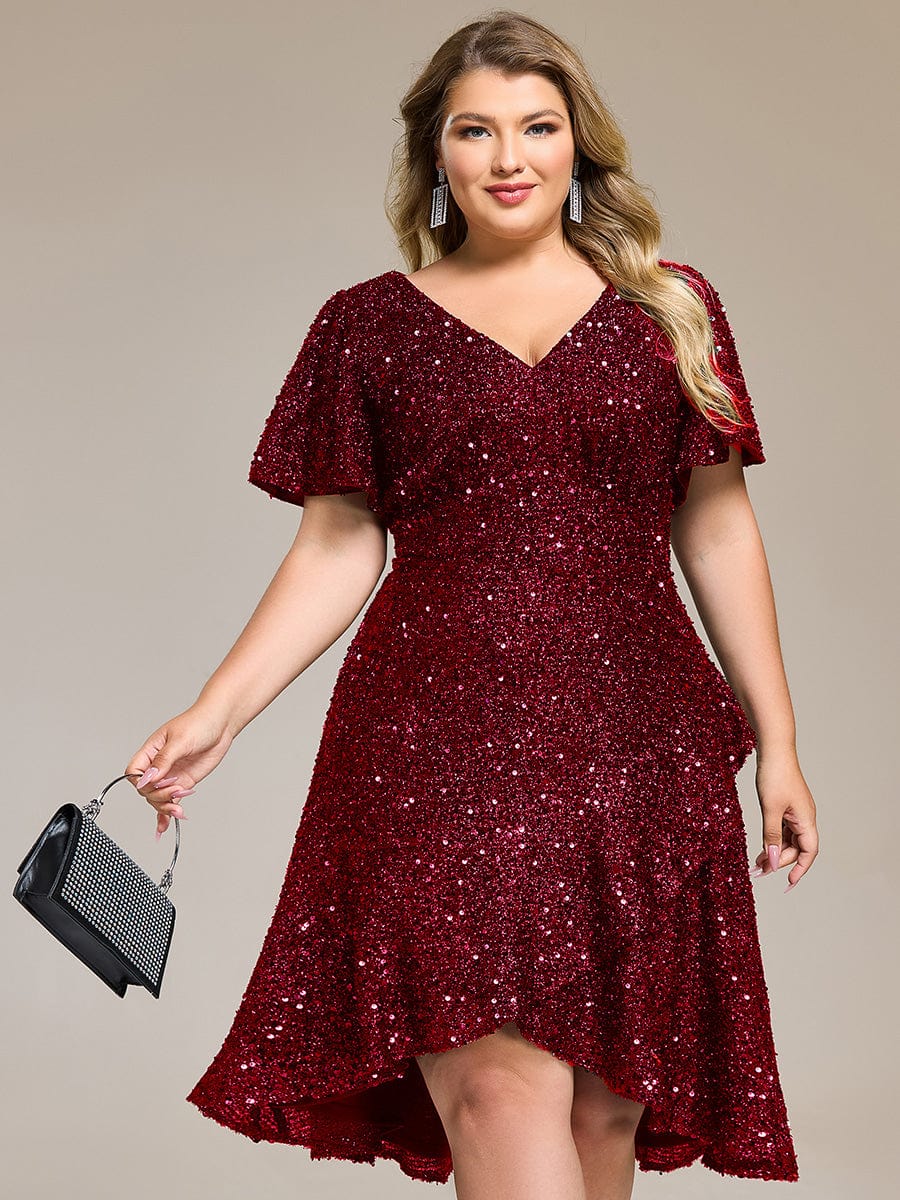 ever CALISTEA|Sequin Ruffles Sleeve Midi Evening Dress - Image 5