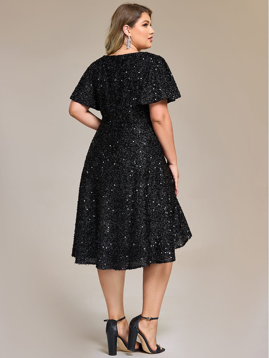 ever CALISTEA|Sequin Ruffles Sleeve Midi Evening Dress - Image 7