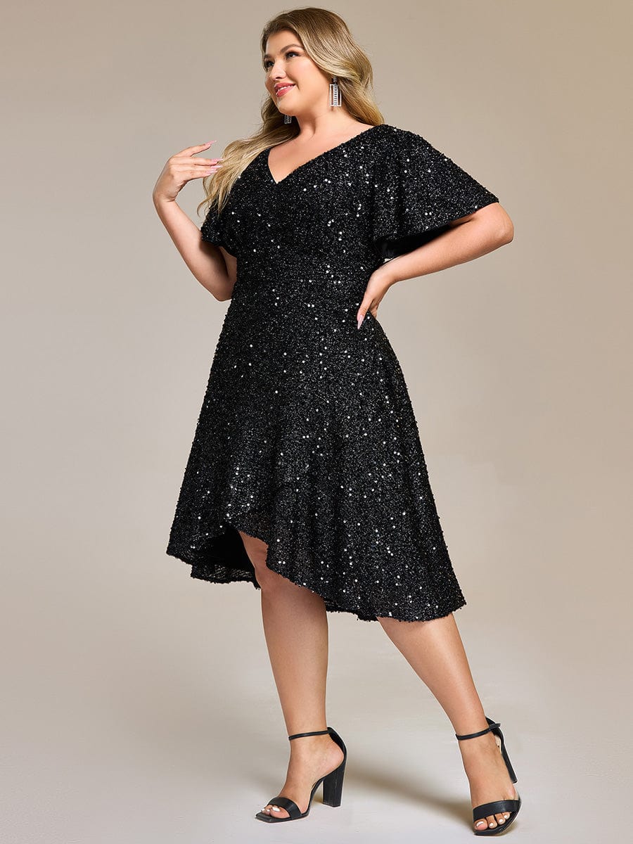 ever CALISTEA|Sequin Ruffles Sleeve Midi Evening Dress - Image 9