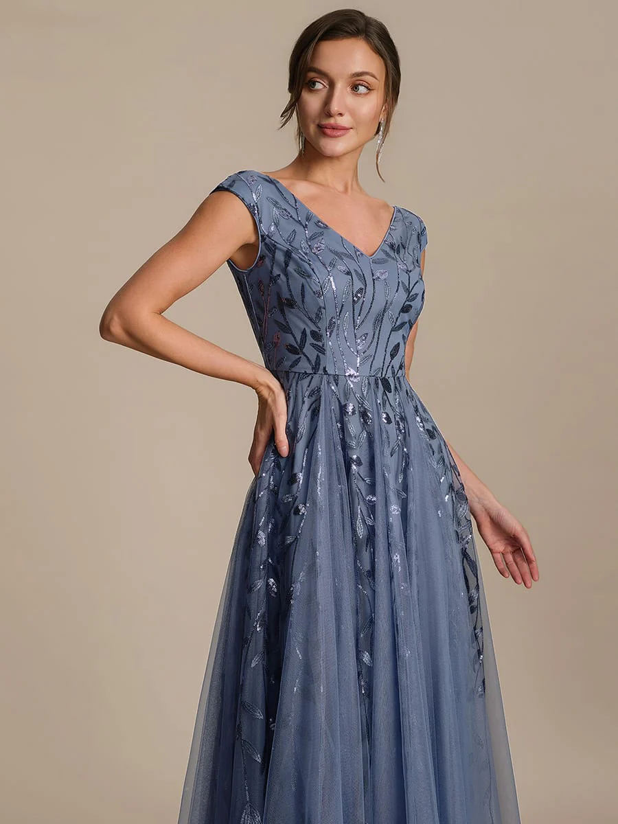 Sequin Cap Sleeve A-Line Dress - Image 11