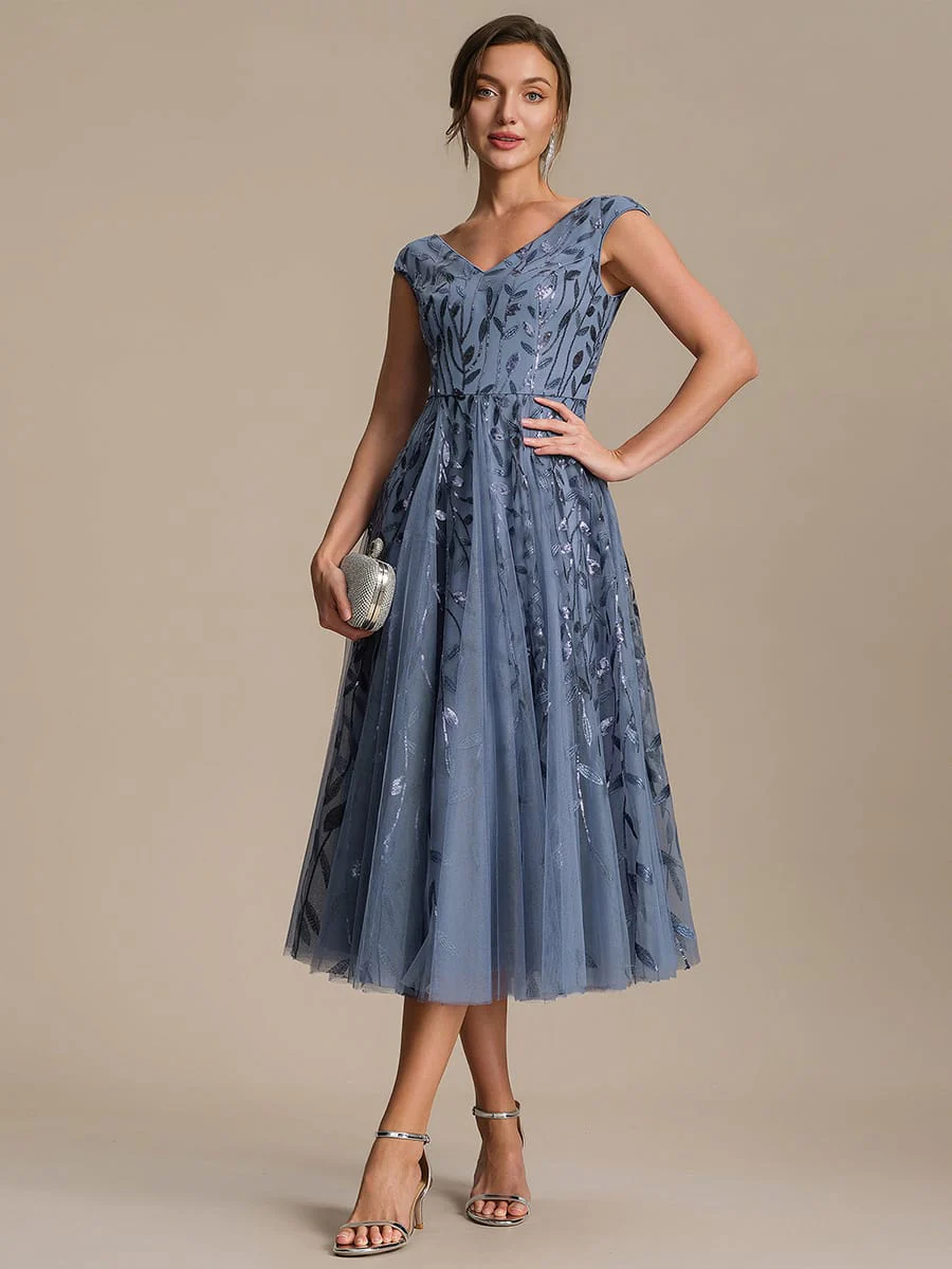 Sequin Cap Sleeve A-Line Dress - Image 13