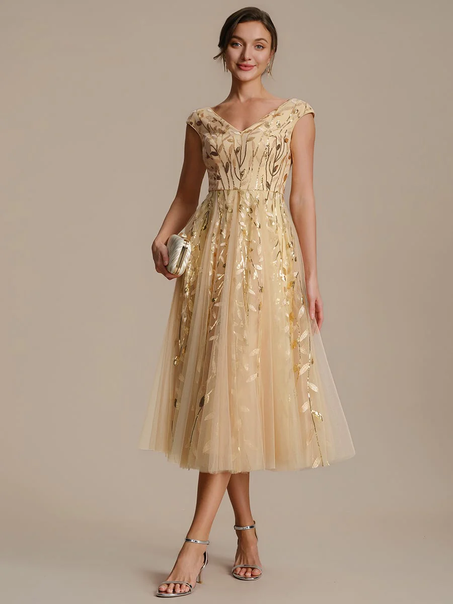Sequin Cap Sleeve A-Line Dress - Image 20