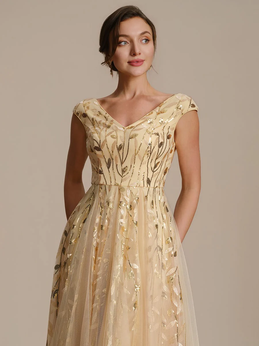 Sequin Cap Sleeve A-Line Dress - Image 21