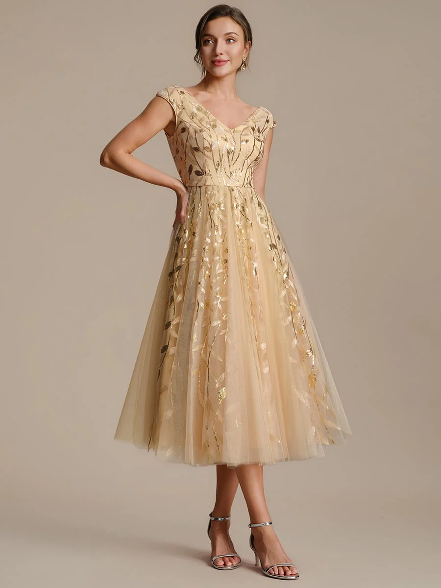 Sequin Cap Sleeve A-Line Dress - Image 22