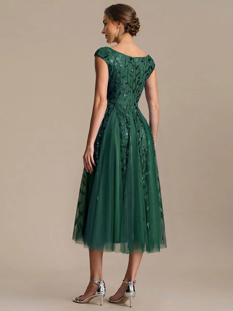 Sequin Cap Sleeve A-Line Dress - Image 3