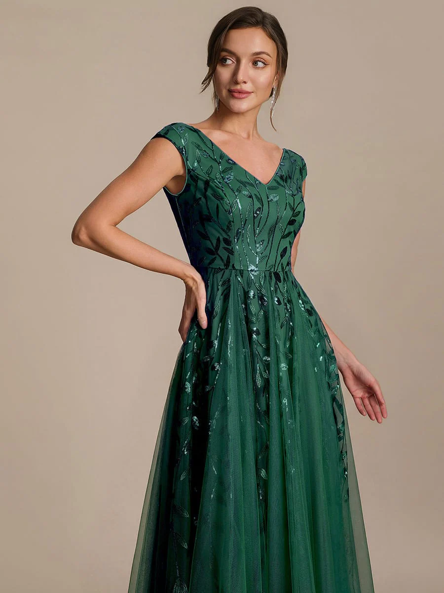 Sequin Cap Sleeve A-Line Dress - Image 35