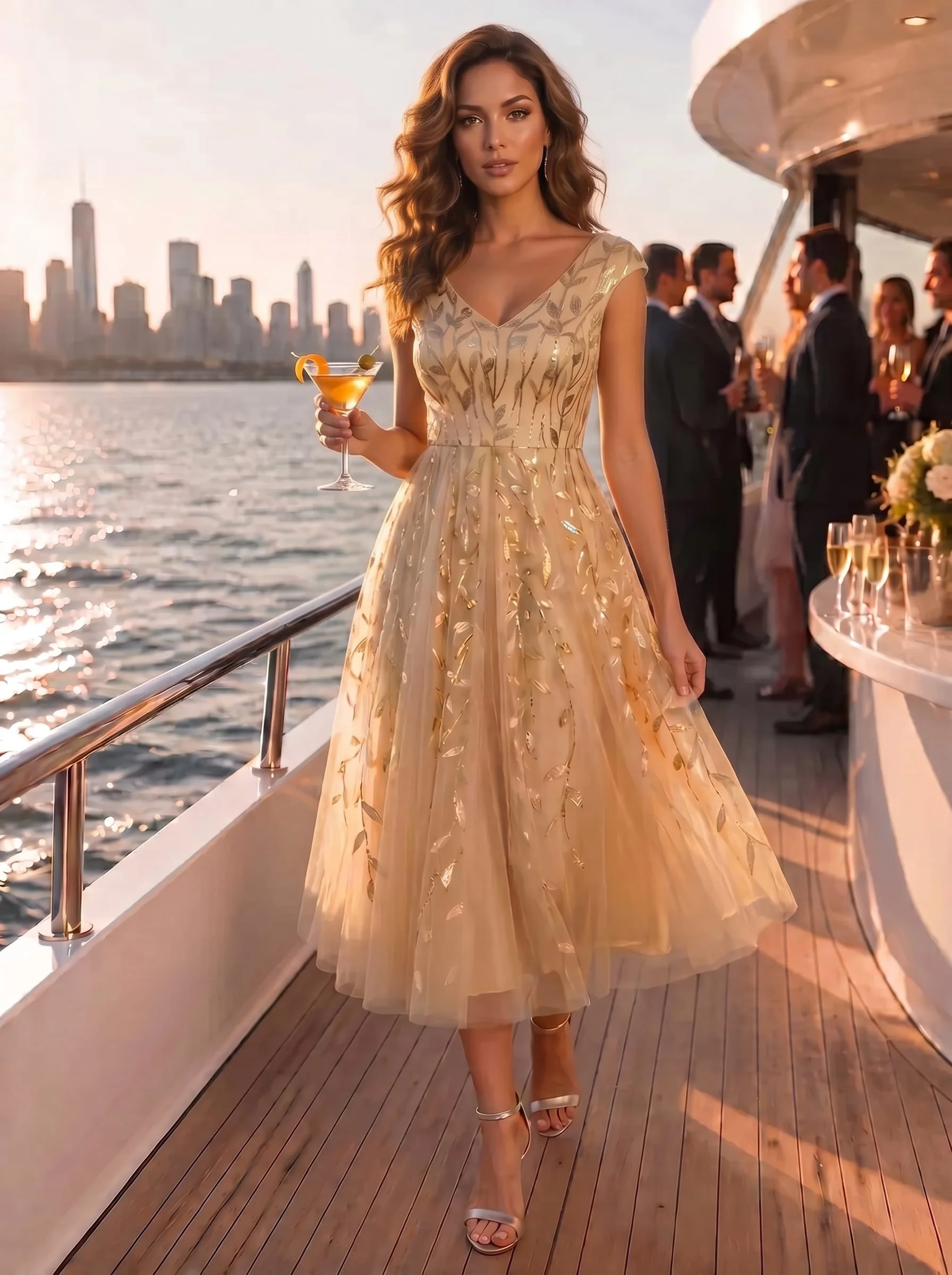 Sequin Cap Sleeve A-Line Dress - Image 4