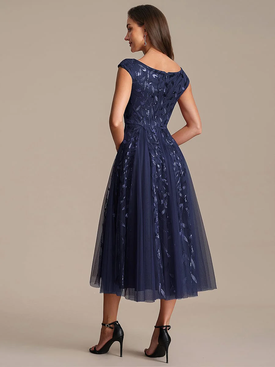 Sequin Cap Sleeve A-Line Dress - Image 42