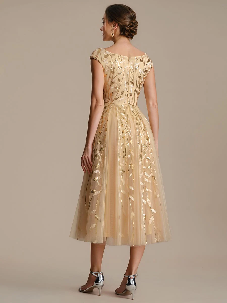 Sequin Cap Sleeve A-Line Dress - Image 5