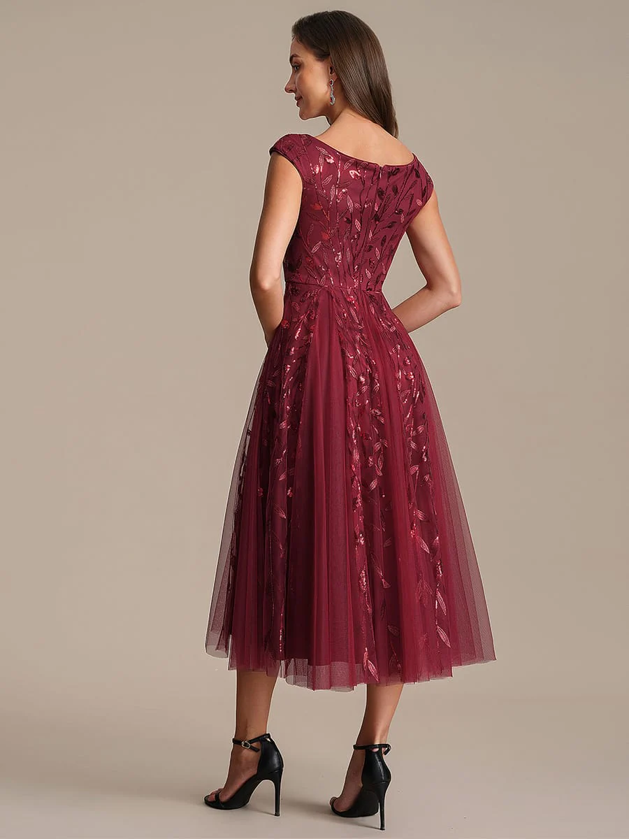 Sequin Cap Sleeve A-Line Dress - Image 54