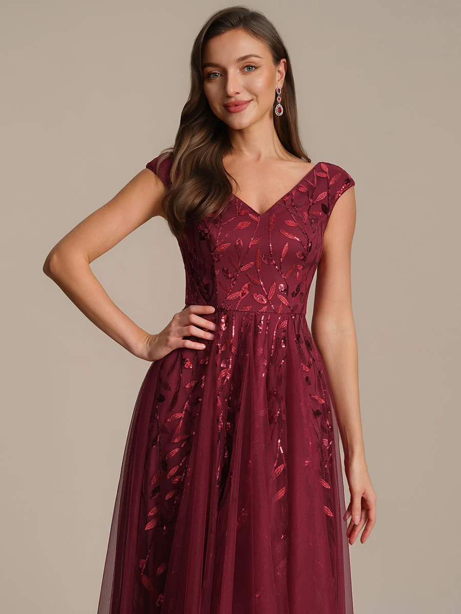 Sequin Cap Sleeve A-Line Dress - Image 57