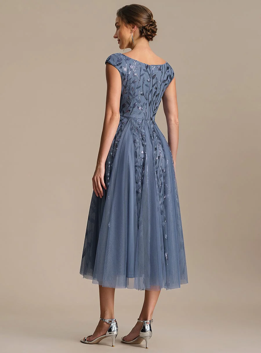 Sequin Cap Sleeve A-Line Dress - Image 7