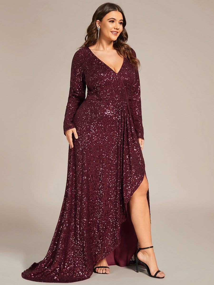 pretty SYREN|Plus Size Sequin V-neck Long Sleeve Evening Dress(Final Sale) - Image 10
