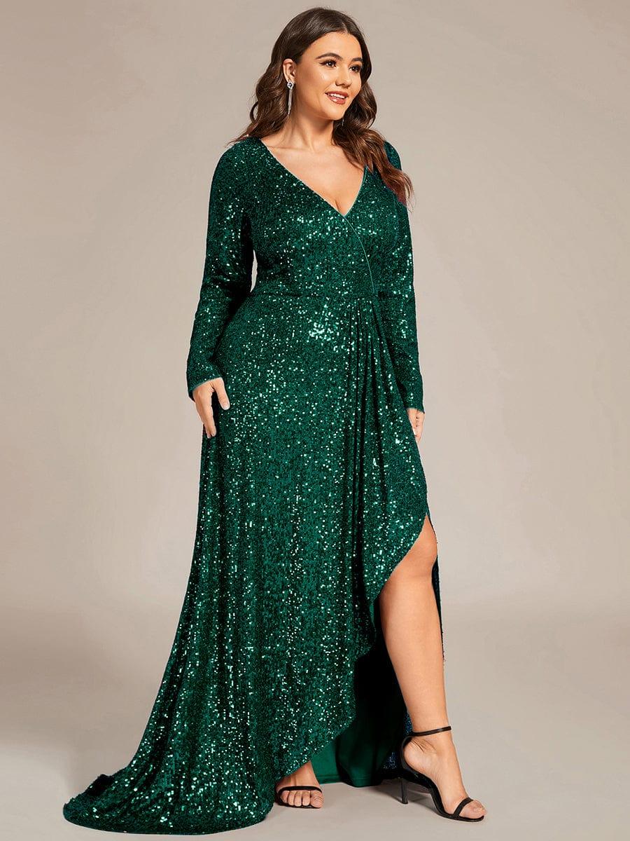 pretty SYREN|Plus Size Sequin V-neck Long Sleeve Evening Dress(Final Sale) - Image 14