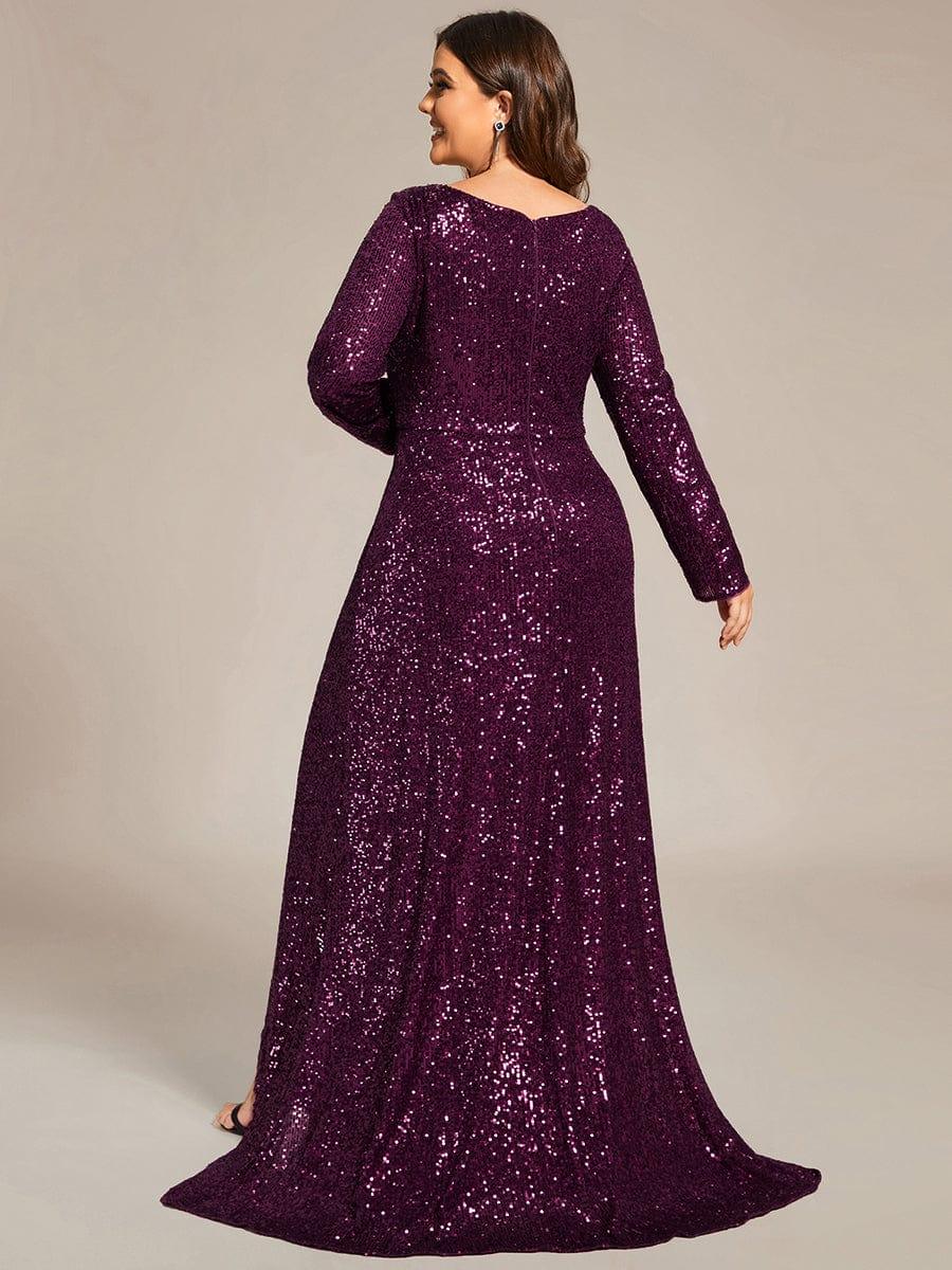 pretty SYREN|Plus Size Sequin V-neck Long Sleeve Evening Dress(Final Sale) - Image 17