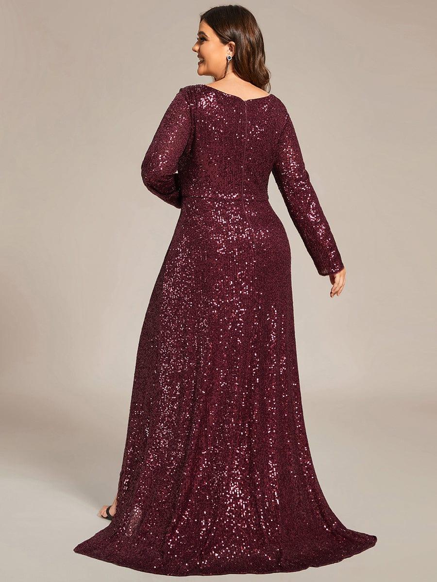 pretty SYREN|Plus Size Sequin V-neck Long Sleeve Evening Dress(Final Sale) - Image 7