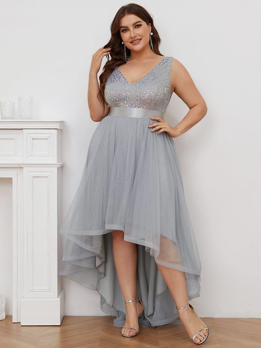 ever CALLIE|Sequin V-Neck Sleeveless High Low Evening Dress - Image 10