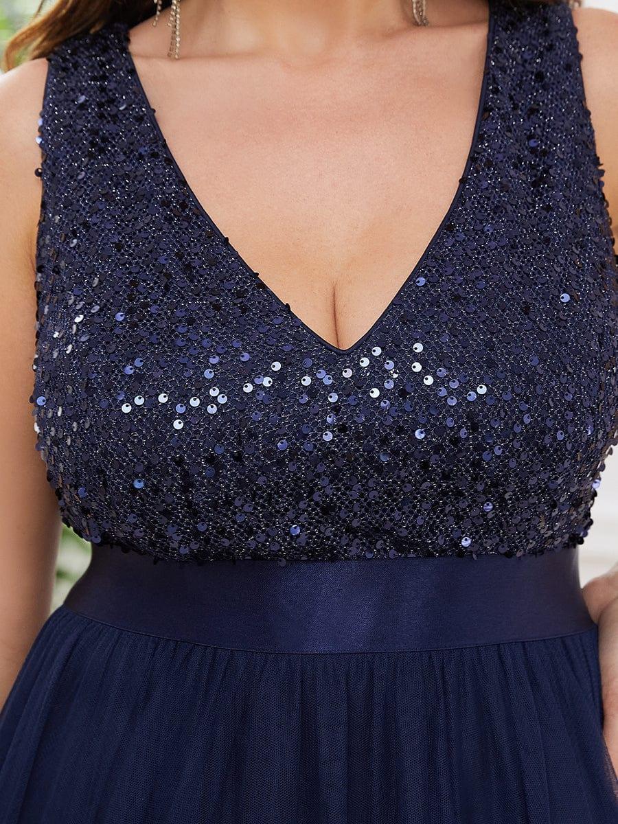 ever CALLIE|Sequin V-Neck Sleeveless High Low Evening Dress - Image 17