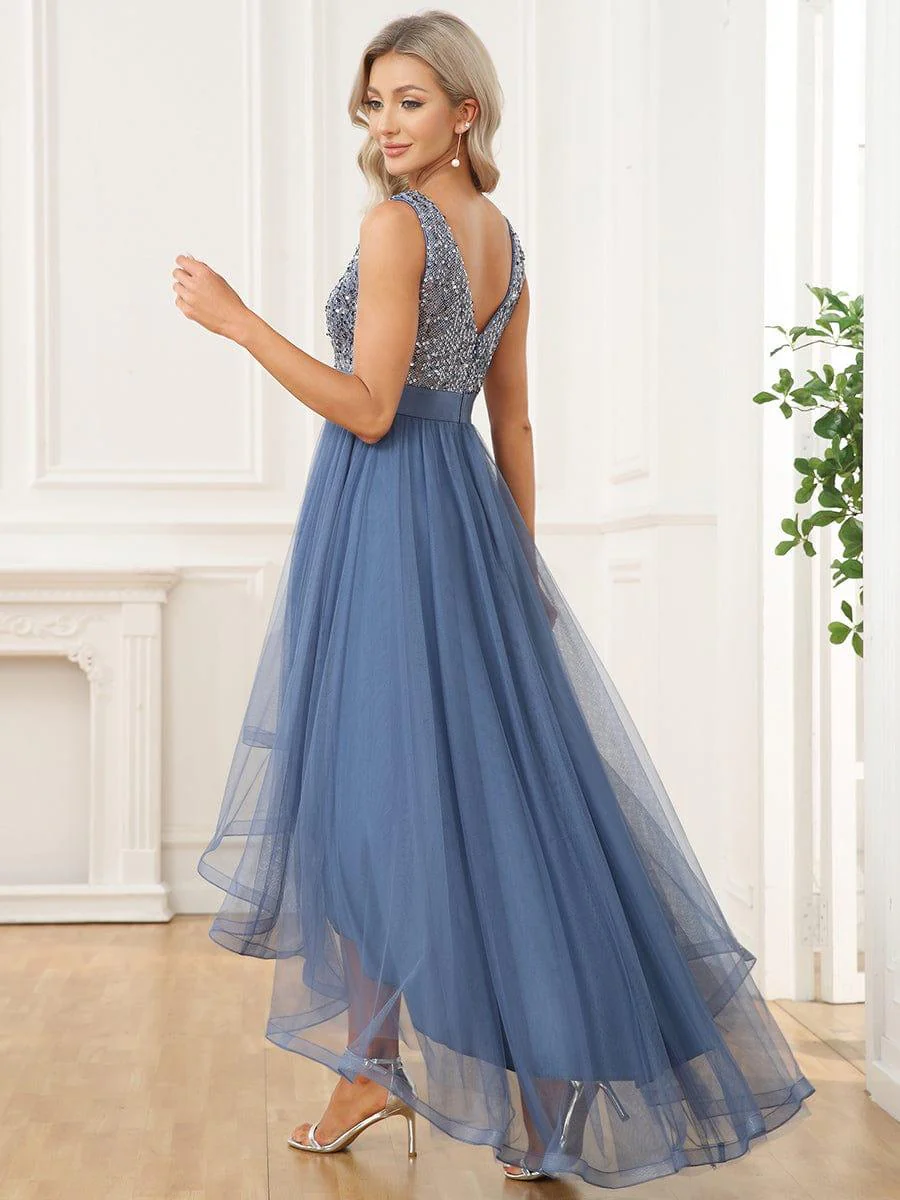 ever CALLIE|Sequin V-Neck Sleeveless High Low Evening Dress - Image 19